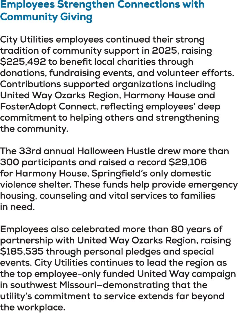 Employees Strengthen Connections with Community Giving City Utilities employees continued their strong tradition of c...