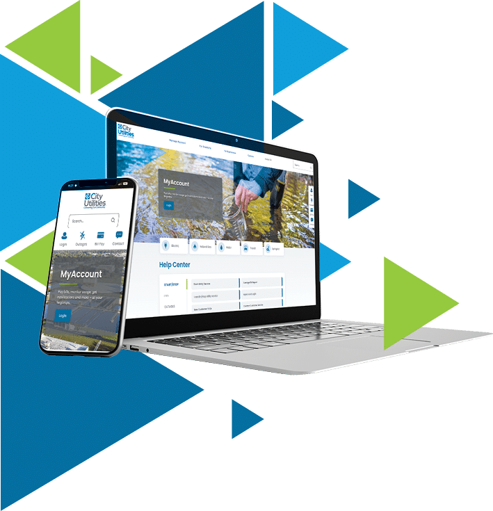Cellphone and laptop with images of new CU website on screens