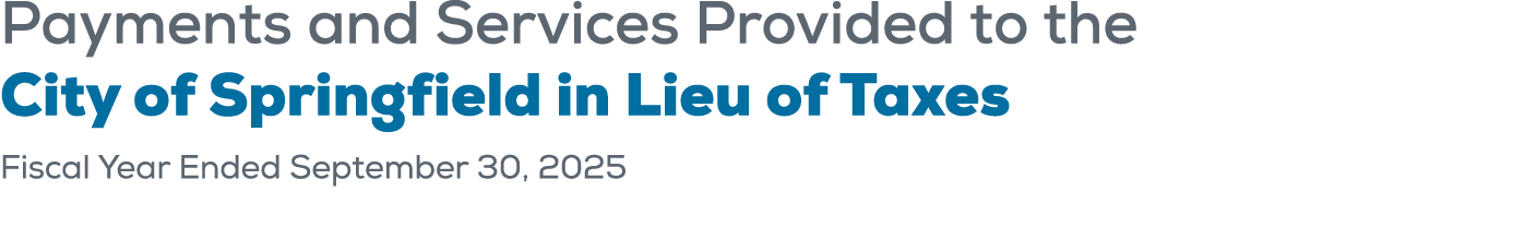 Payments and Services Provided to the City of Springfield in Lieu of Taxes Fiscal Year Ended September 30, 2025