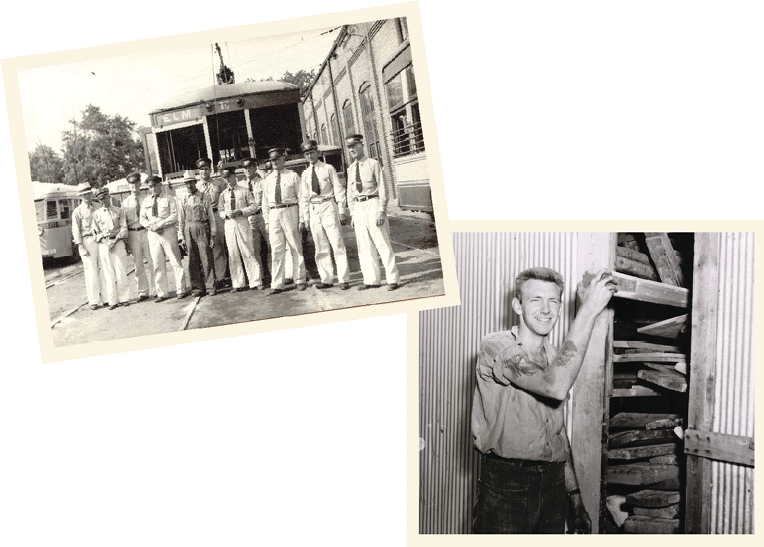 CU 80th anniversary of a group of Transit drivers and a male employee