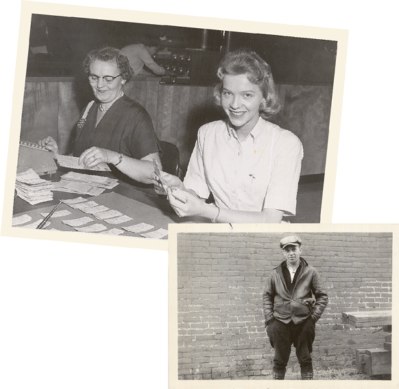 80th Anniversary photo of two female CU employees and one male employee 