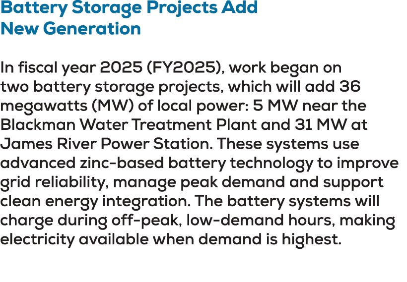 Battery Storage Projects Add New Generation In fiscal year 2025 (FY2025), work began on two battery storage projects,...