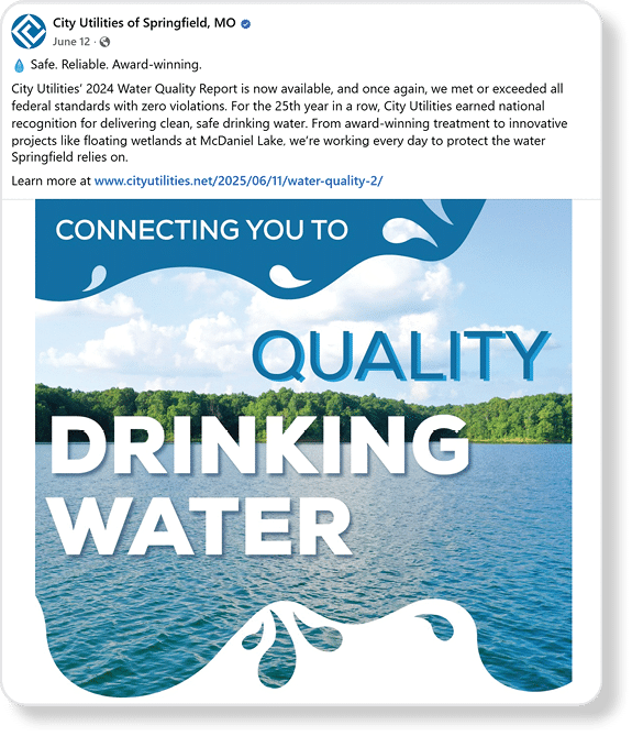 Photo of water quality report cover 